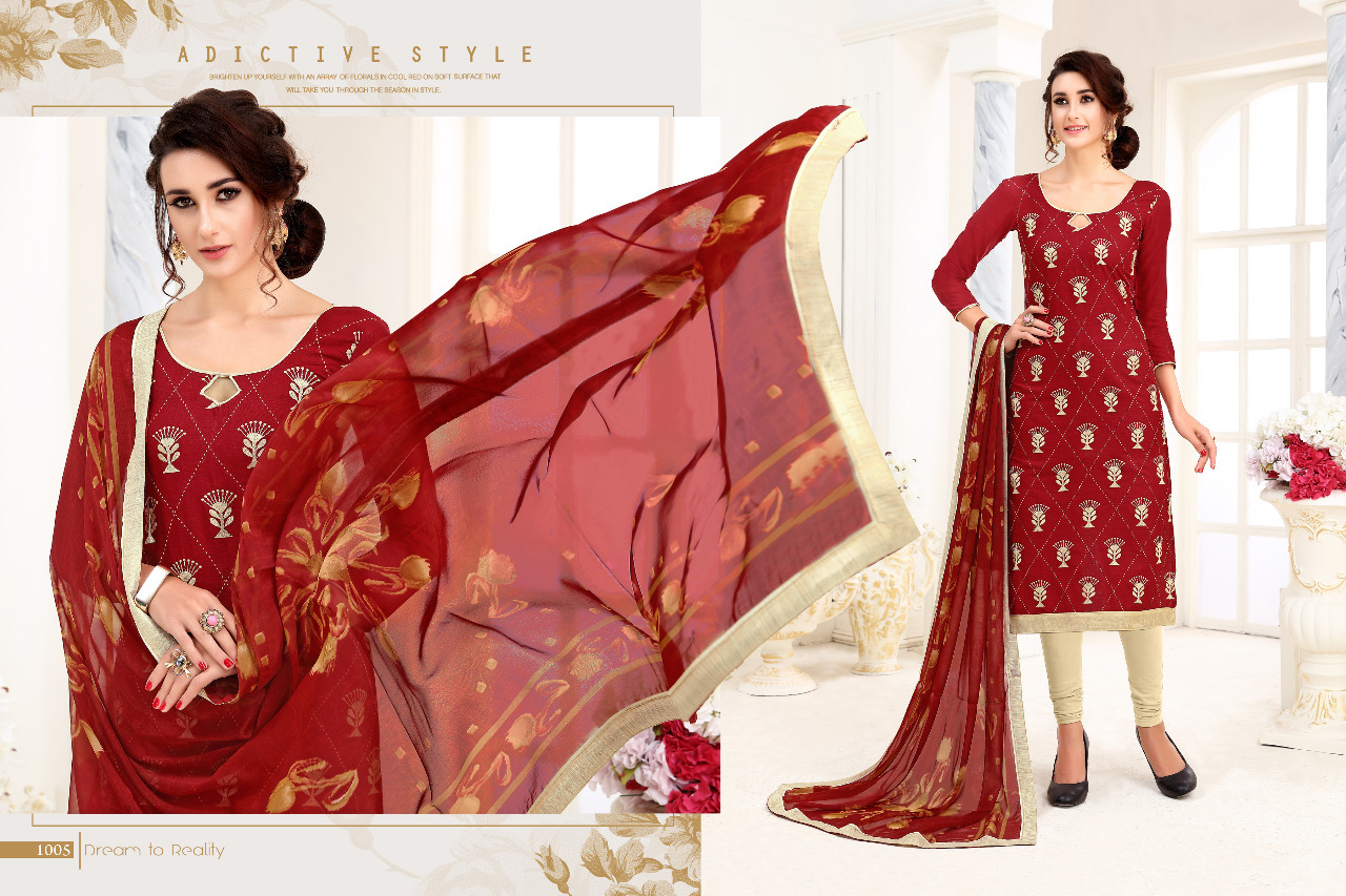 Cotton Slub Salwar Suit - 2.25 Mtr Top, 2.25 Mtr Indo Bottom, Silver Shiffon Dupatta | Mix Color, Printed Pattern, Short Sleeves, Custom Size, Ideal For Rainy Season