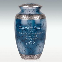 Blue & Silver Bird Large Flying Cremation Urn