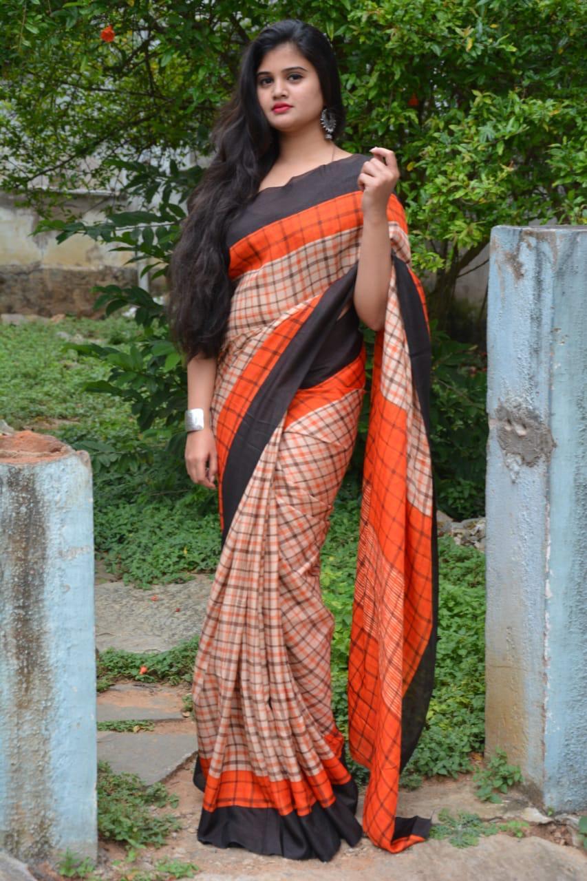 Multi Hand Painted Linen Saree