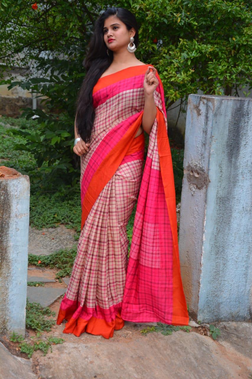 Multi Designer Handloom Linen Saree