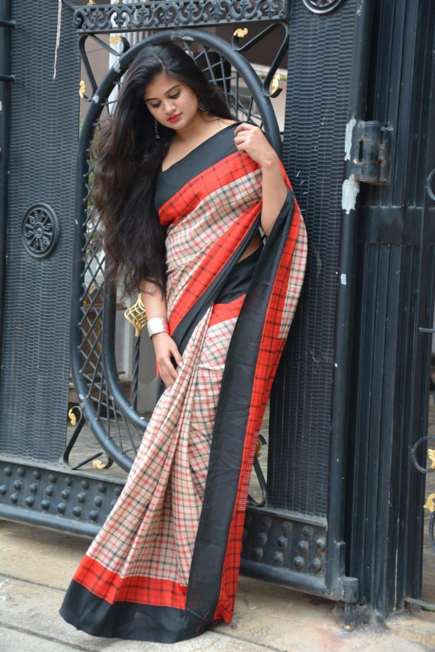 Multi Designer Handloom Linen Saree
