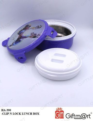 Clip N Lock Lunch Box - Plastic and Steel, Round Shape, White Color, Ideal for Food Storage