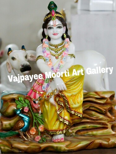 Marble Sitting Krishna Statue