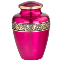 Shiny Magenta Large Brass Cremation Urn