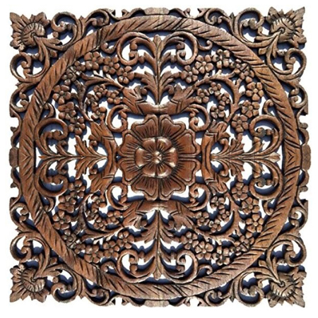 Oriental Carved Wood Wall Art Panel