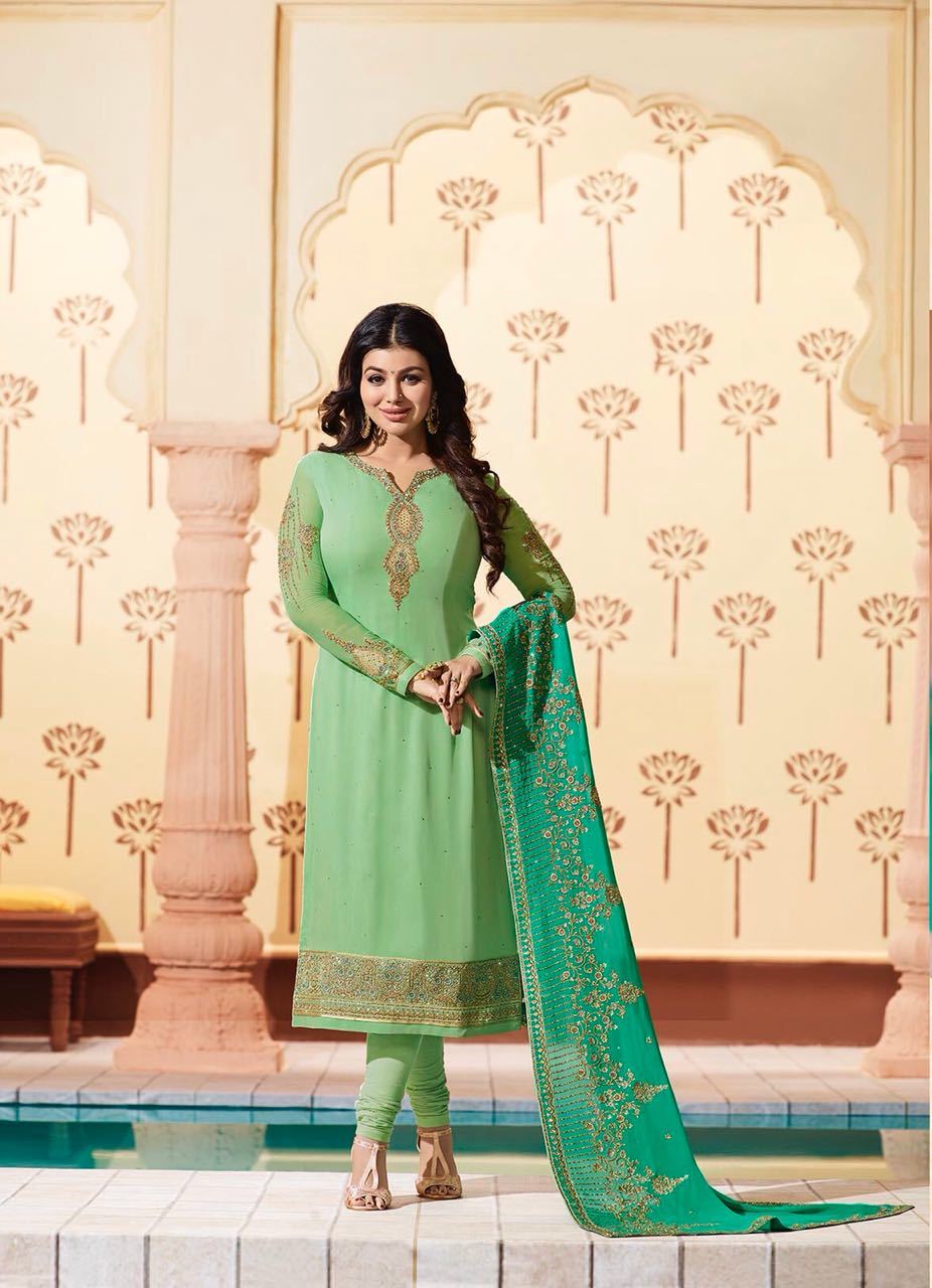 Fancy Designer Salwar Suit - Georgette With Heavy Embroidery, Santoon Bottom, Chiffon Dupatta | Xxl Size, Pink Color, Full Sleeves, Ideal For Spring, Summer, Winter