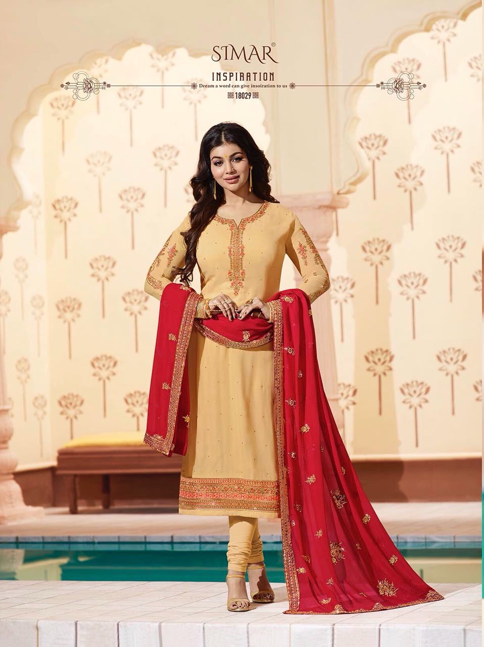 Fancy Designer Salwar Suit - Georgette With Heavy Embroidery, Santoon Bottom, Chiffon Dupatta | Xxl Size, Pink Color, Full Sleeves, Ideal For Spring, Summer, Winter