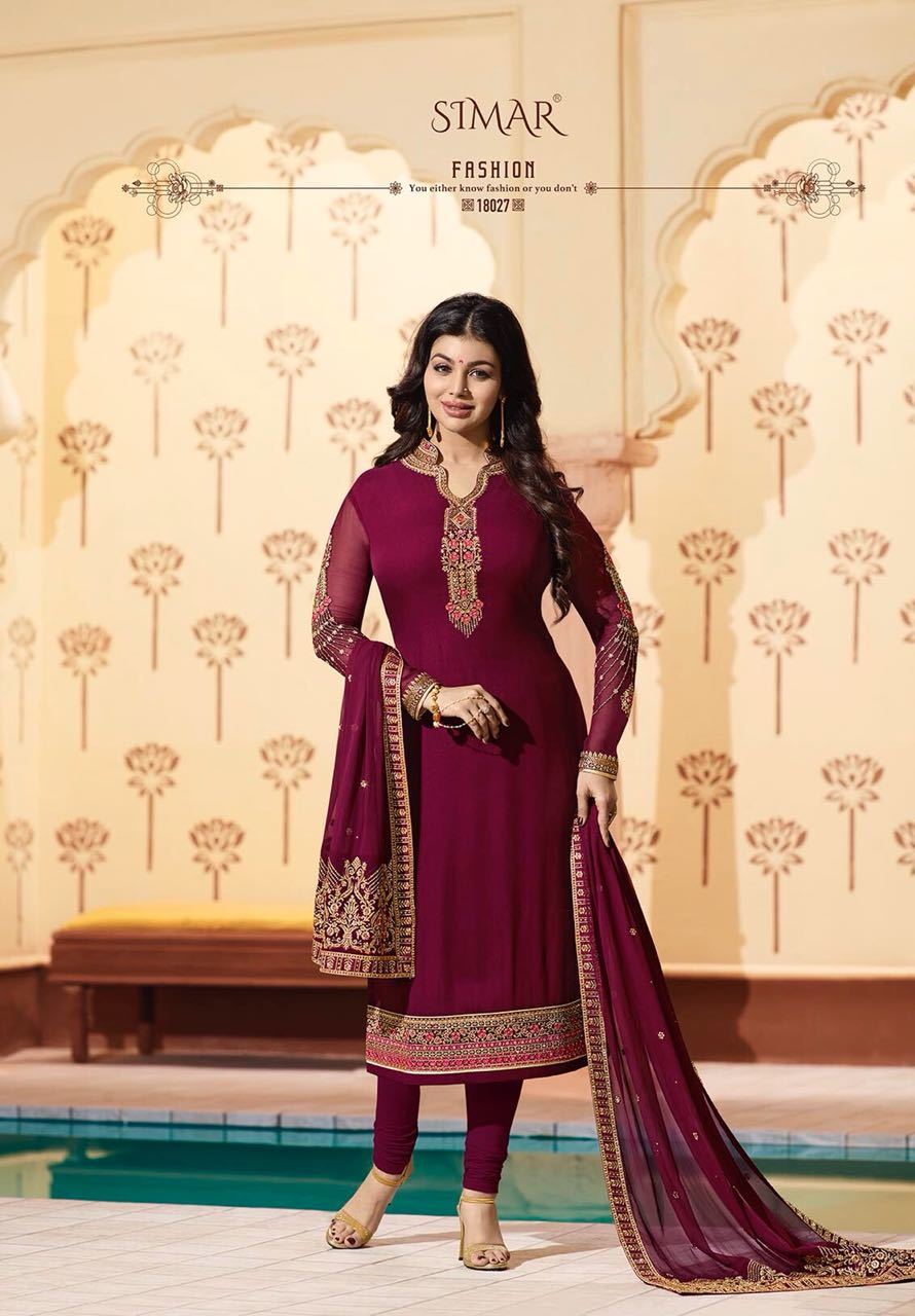 Fancy Designer Salwar Suit - Georgette With Heavy Embroidery, Santoon Bottom, Chiffon Dupatta | Xxl Size, Pink Color, Full Sleeves, Ideal For Spring, Summer, Winter