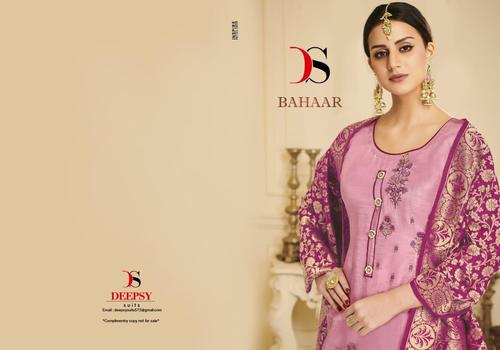 Designer Salwar Kameez - Pure Viscose Opada Silk with Heavy Embroidery, Blush Pink, XXL, Full Sleeves, Washable