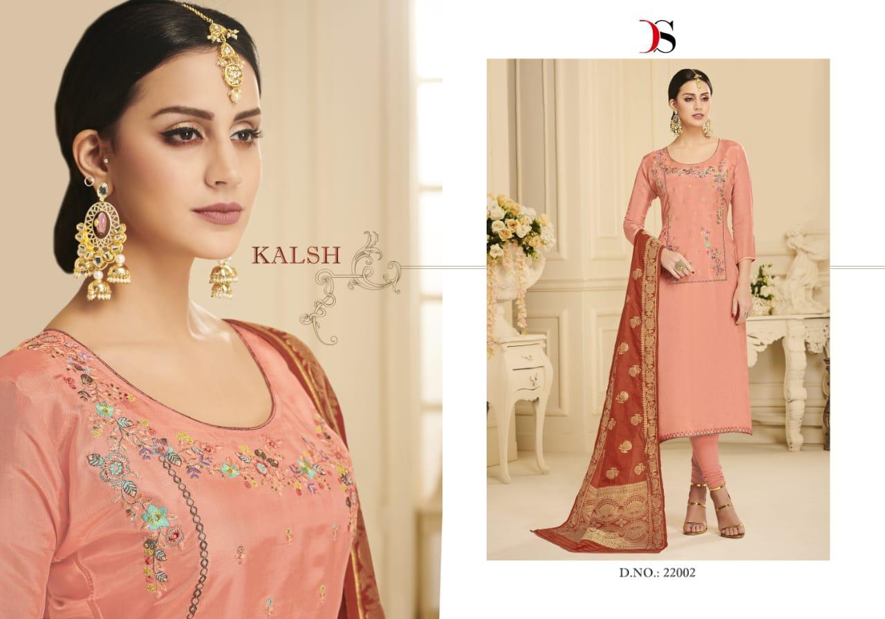Designer Salwar Kameez - Pure Viscose Opada Silk With Heavy Embroidery Blush Pink Xxl Full Sleeves Washable