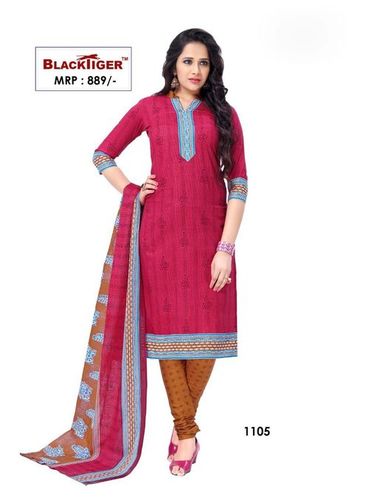 Churidar Salwar Suit Materials - Cotton, Full Sleeves, Printed Patterns | Breathable, Skin-Friendly, Washable Fabric with Embroidery