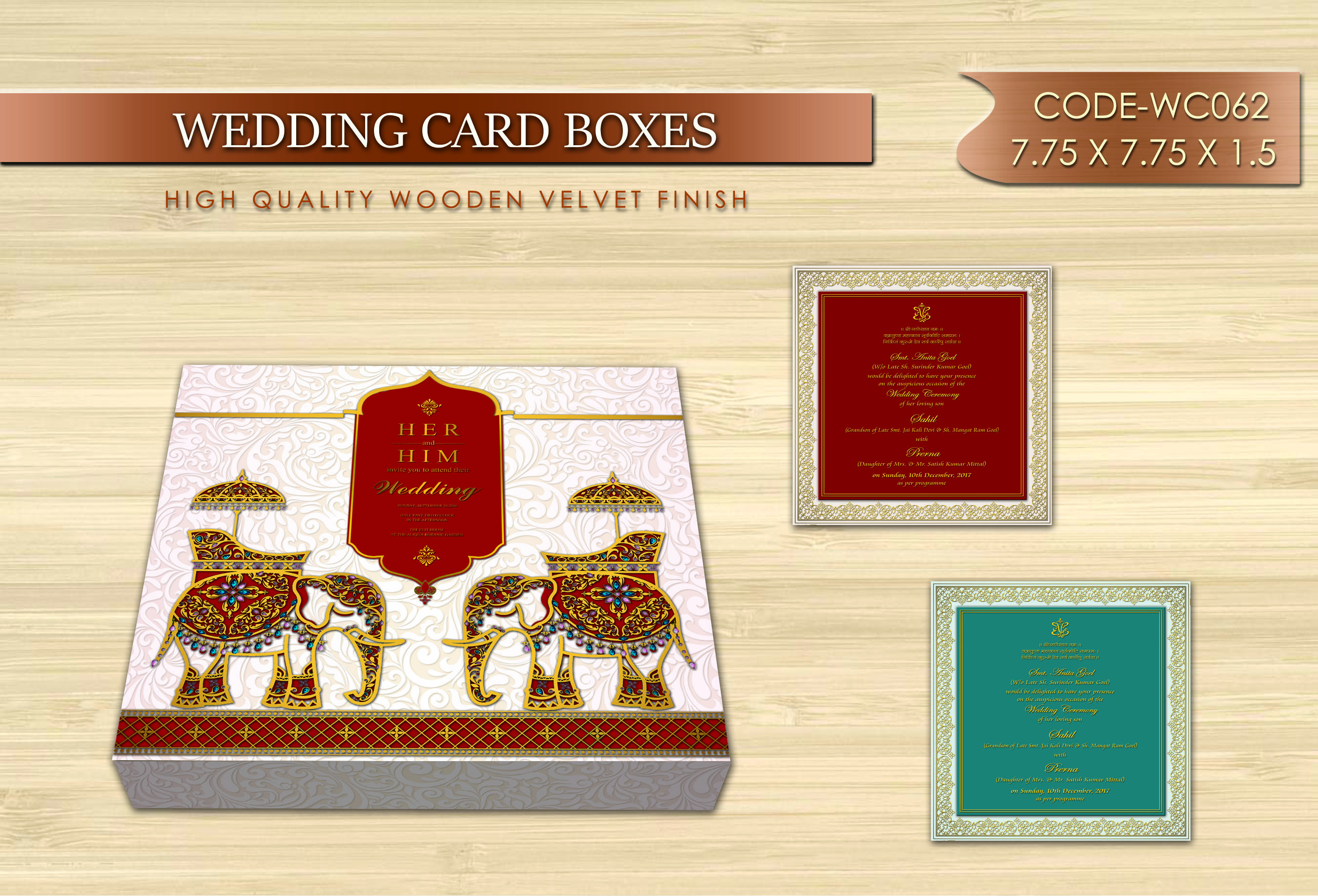 Designer Wooden Wedding Invitation Card Box