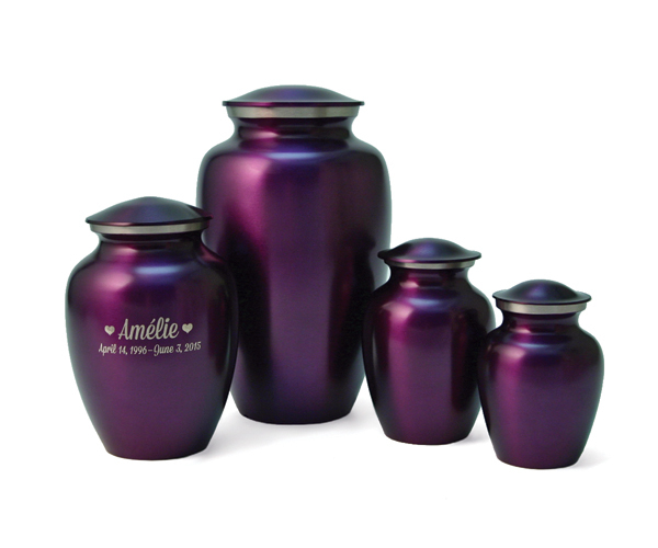 Brass Urns For Ashes - 100% Brass & Aluminum, Height 10", Volume 200 Cu In Keepsakes With Heart Design