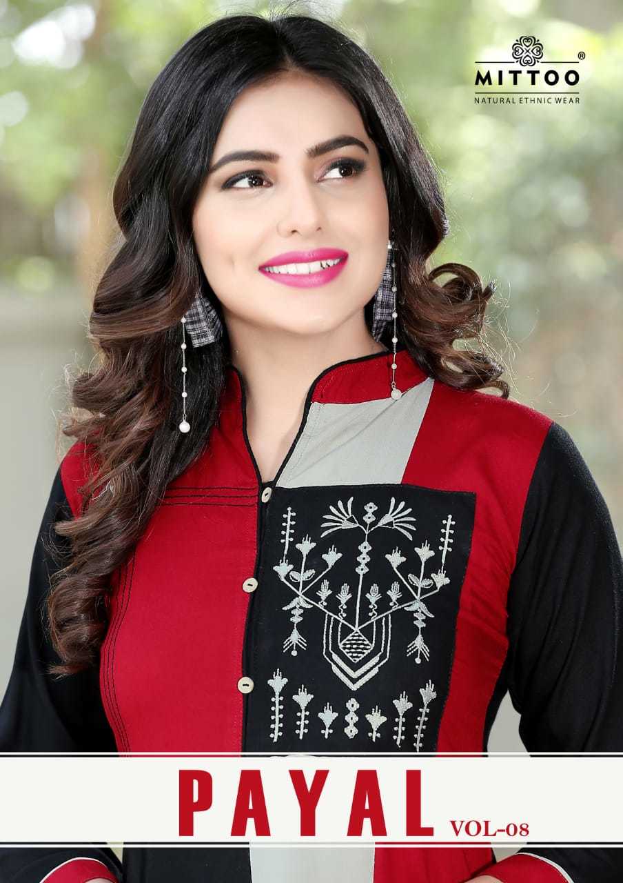 Embroiderd Mittoo Payal Rayon Designer Kurtis