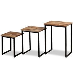 Cosmos Square Rod Nesting Table With Stone Top