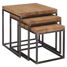 Square Pipe Nesting Tables - High Quality Termite Resistant Wood, Iron Finished Square Pipe Frames, Eye-catchy Design, Durable & Sturdy, Smooth Glossy Surface