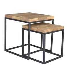Square Pipe Nesting Tables - High Quality Termite Resistant Wood, Iron Finished Square Pipe Frames, Eye-catchy Design, Durable & Sturdy, Smooth Glossy Surface