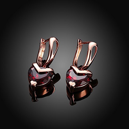 Red Heart A5 Grade Crystal 18k Rose Gold Plated Earrings Gender: Women