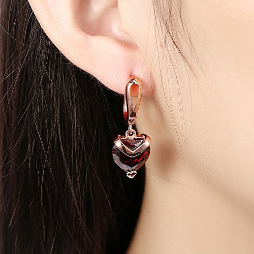 Red Heart A5 Grade Crystal 18k Rose Gold Plated Earrings Gender: Women