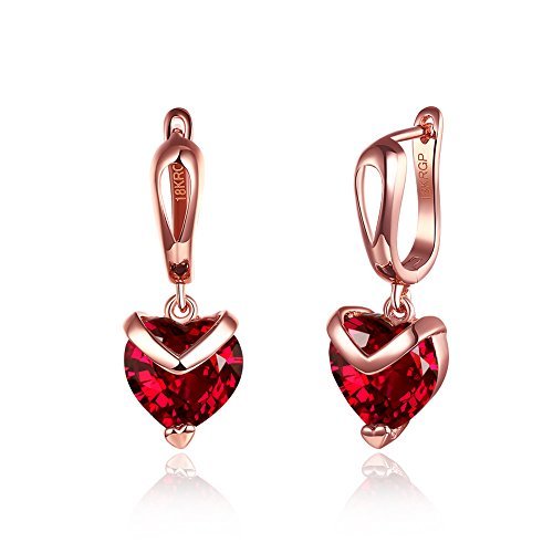 Red Heart A5 Grade Crystal 18k Rose Gold Plated Earrings Gender: Women