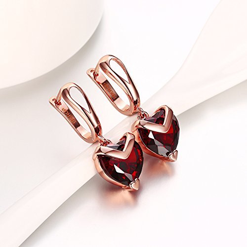 Red Heart A5 Grade Crystal 18k Rose Gold Plated Earrings Gender: Women