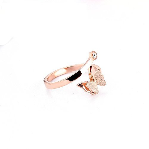 Butterfly Charm Crystal Rose Gold Ring Gender: Women