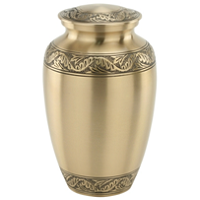 Pewter Gray Classic Laurel Engraved Brass Urn