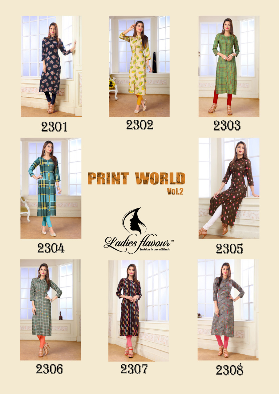 Rayon Designer Printed Straight Kurtis