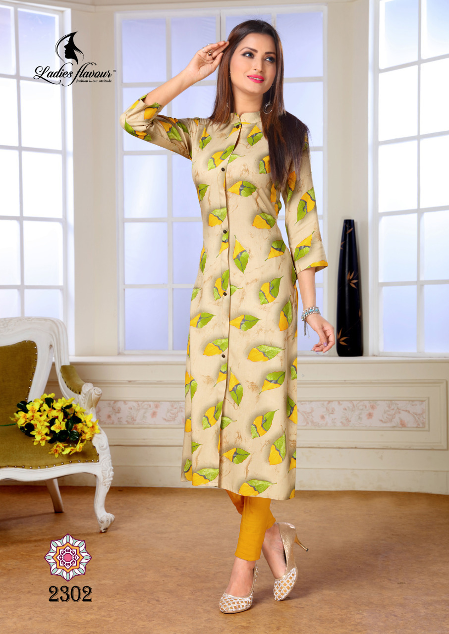 Rayon Designer Printed Straight Kurtis