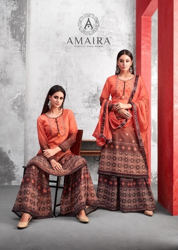 Red New Stylish Plazzo Salwar Suits