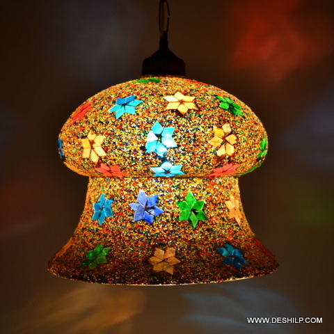 Multicolor Big And Decorated Flower Design Glass Wall Hanging