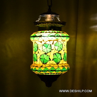 Handmade Green Color Decorative Hand Painted Glass Wall Hanging