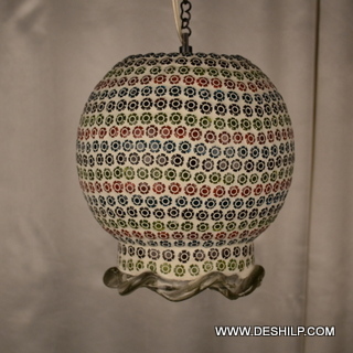 Multi Color Mosaic Glass Antique Design Lamp - 10x15 To 12x12 Inches, Handmade Craftsmanship, Polished Finish, Elegant Round Shape