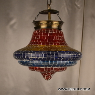 Multicolor Four Color Glass Mosaic Wall Hanging Lamp