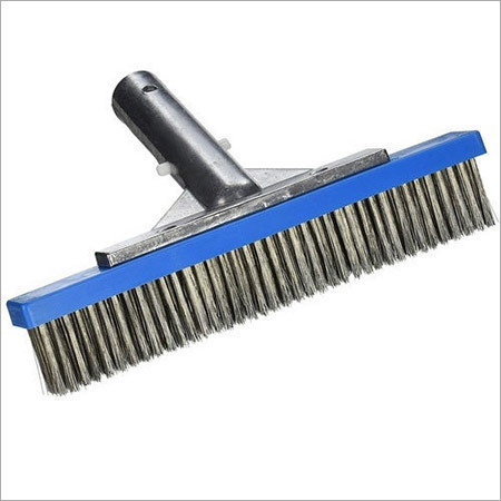 Aluminum Algae Brush - Stainless Steel Bristle, Perfect for Tough Algae Removal on Plaster Surfaces, Black & Blue Color for Swimming Pools