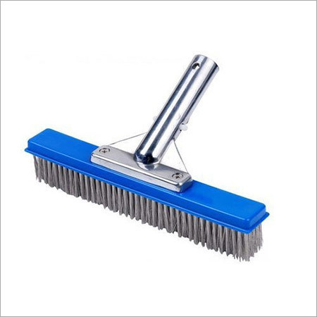 Blue & Silver Ss Swimming Pool Algae Brush With Aluminum Frame