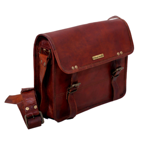 Plain Brown Leather Sling Bag