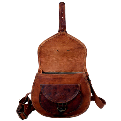 Goat Leather Bag - 20-30 Inch Size, Brown Color | 1 Year Warranty, Durable Nylon Lining, Plain Pattern