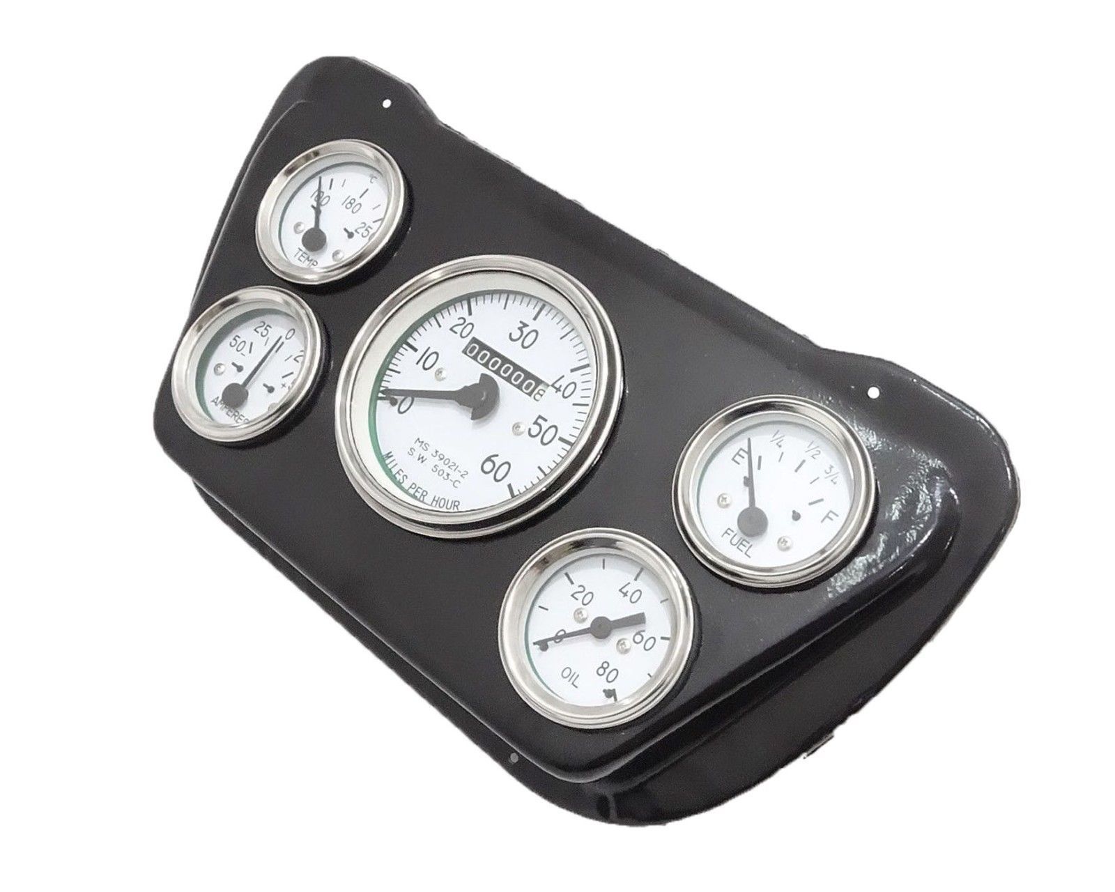 Willys Jeep Panel Dash Gauge Instrument Cluster With Black Mounting Plate