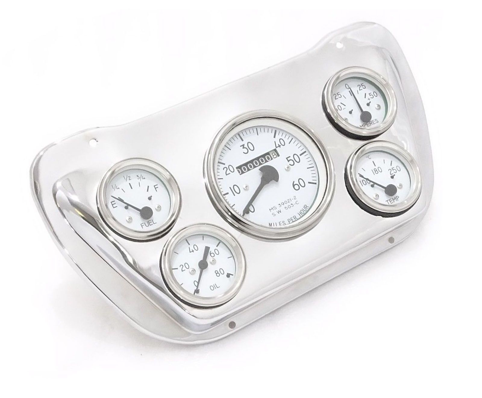 Willys Jeep Panel Dash Gauge Instrument Cluster With Chrome Mounting Plate - Durable Steel, 5 Gauge Panel Mount, Chrome Finish | Accurate Readings, Classic Design, Easy Installation, Customizable