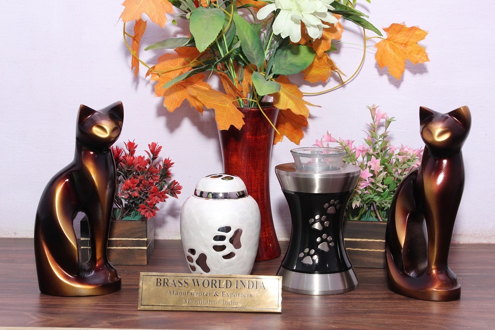 White Brass Pet Cremation Urn