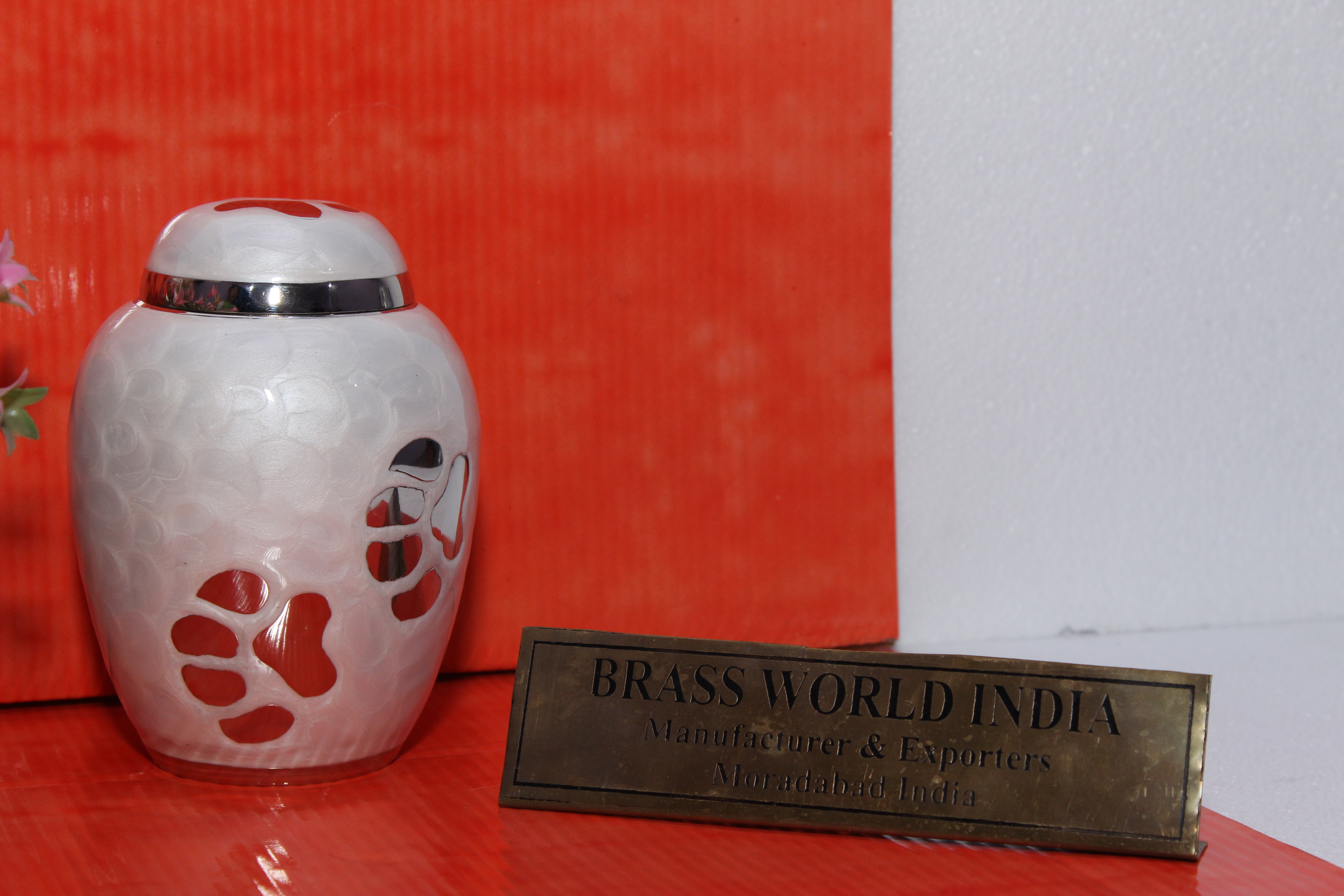 White Brass Pet Cremation Urn