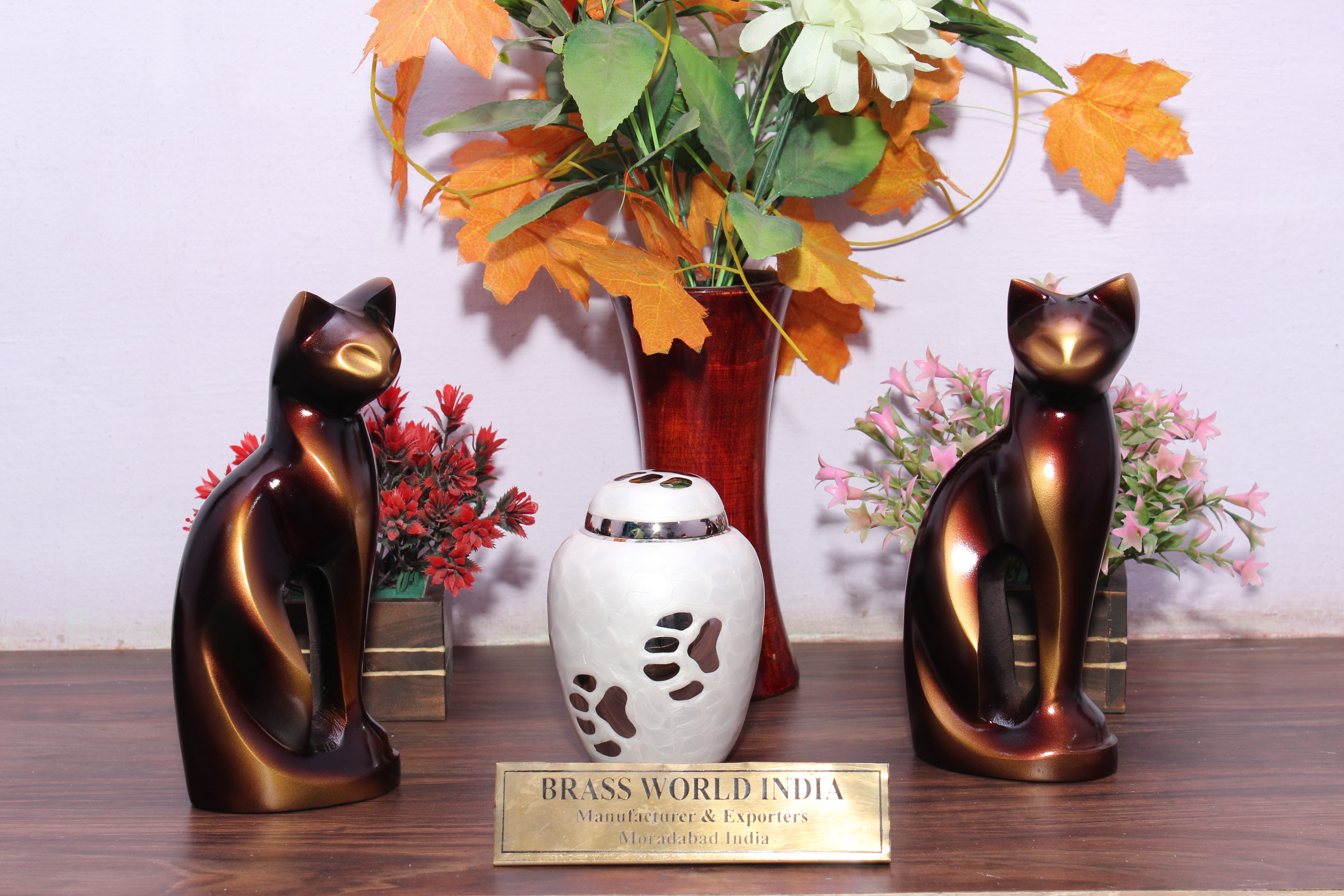 White Brass Pet Cremation Urn