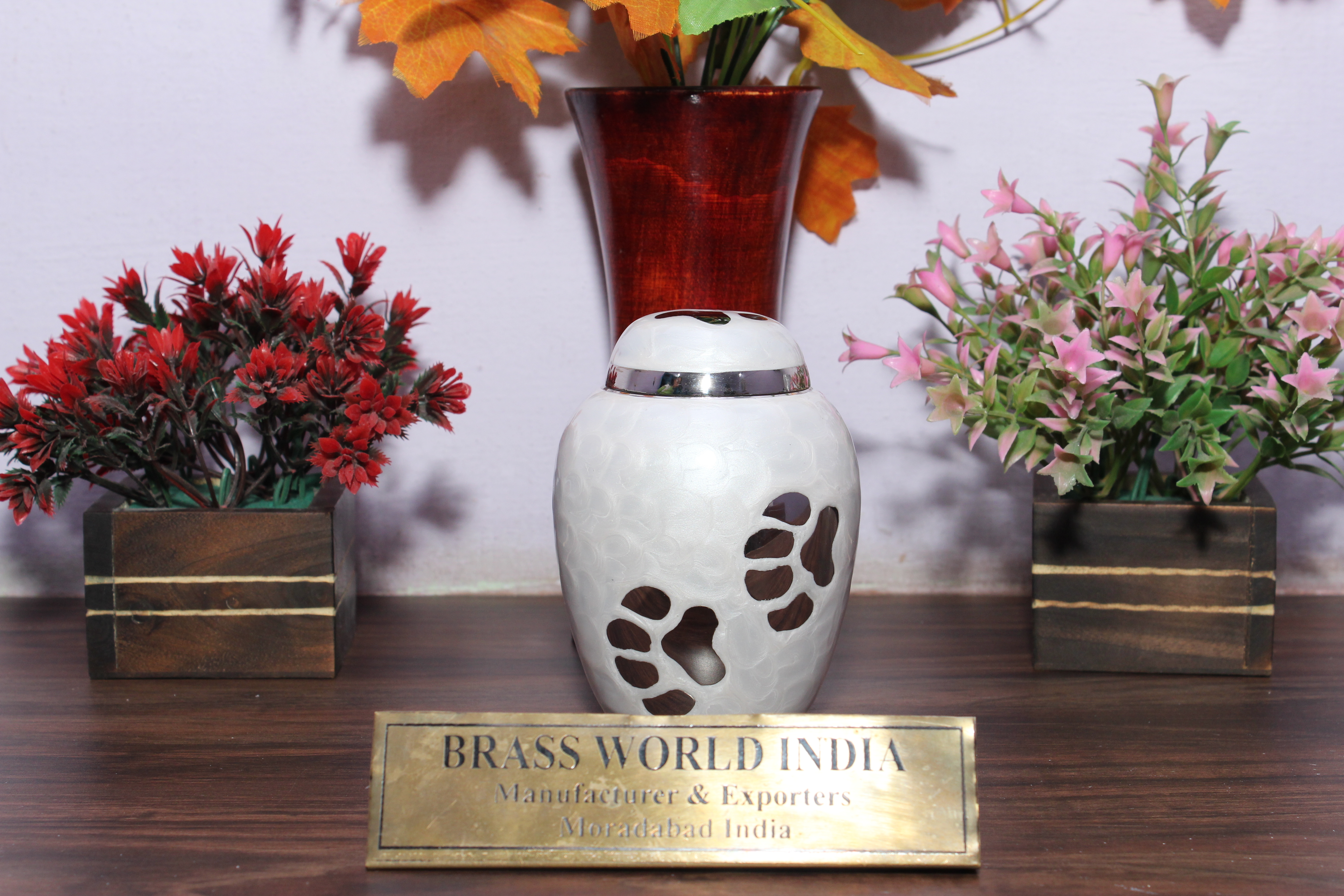 White Brass Pet Cremation Urn