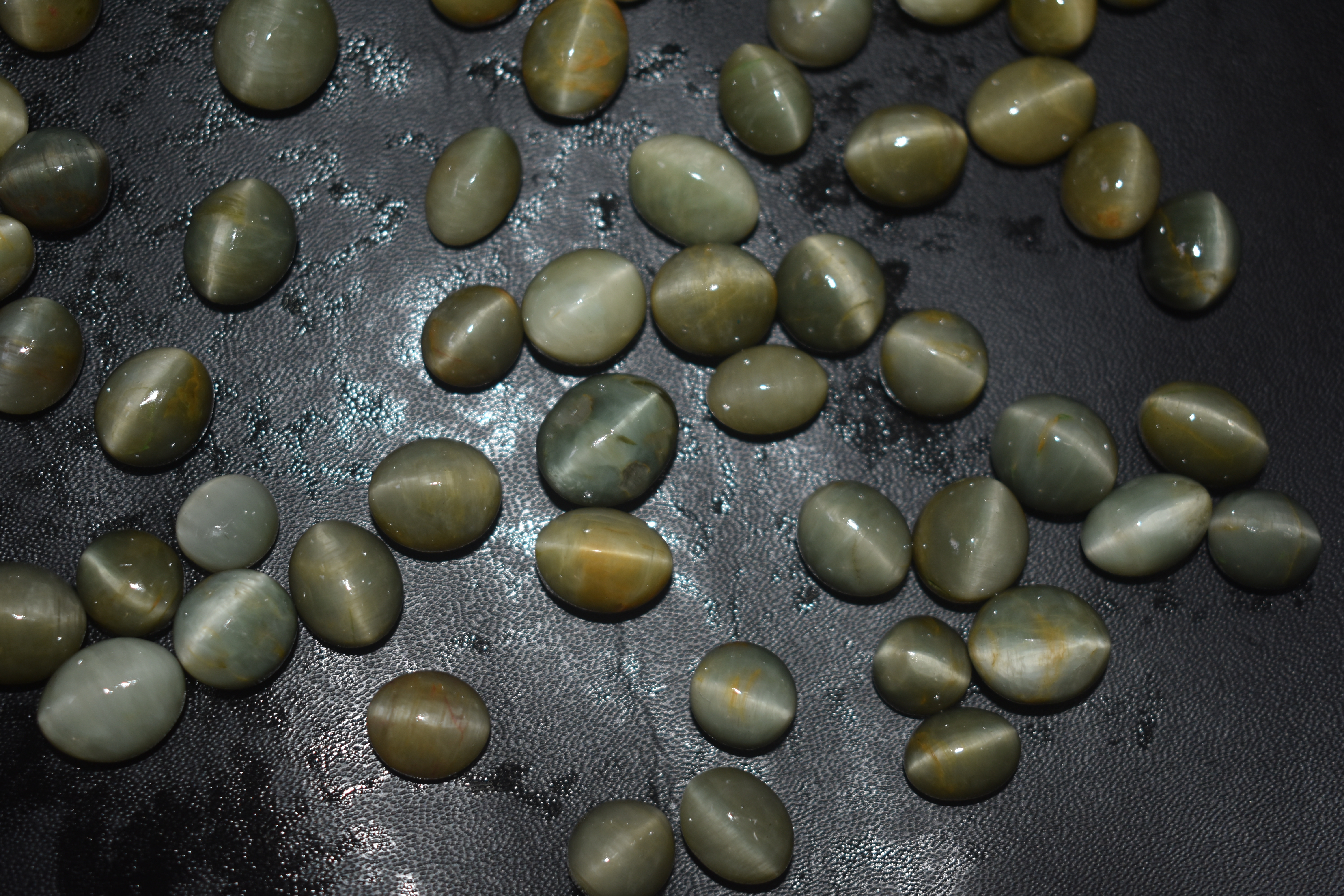 Cats Eye Polished Stones - Natural Stone, Rare Colors: Green, Black, Grey, Red, Off White | Extraordinary Shine With Healing Properties