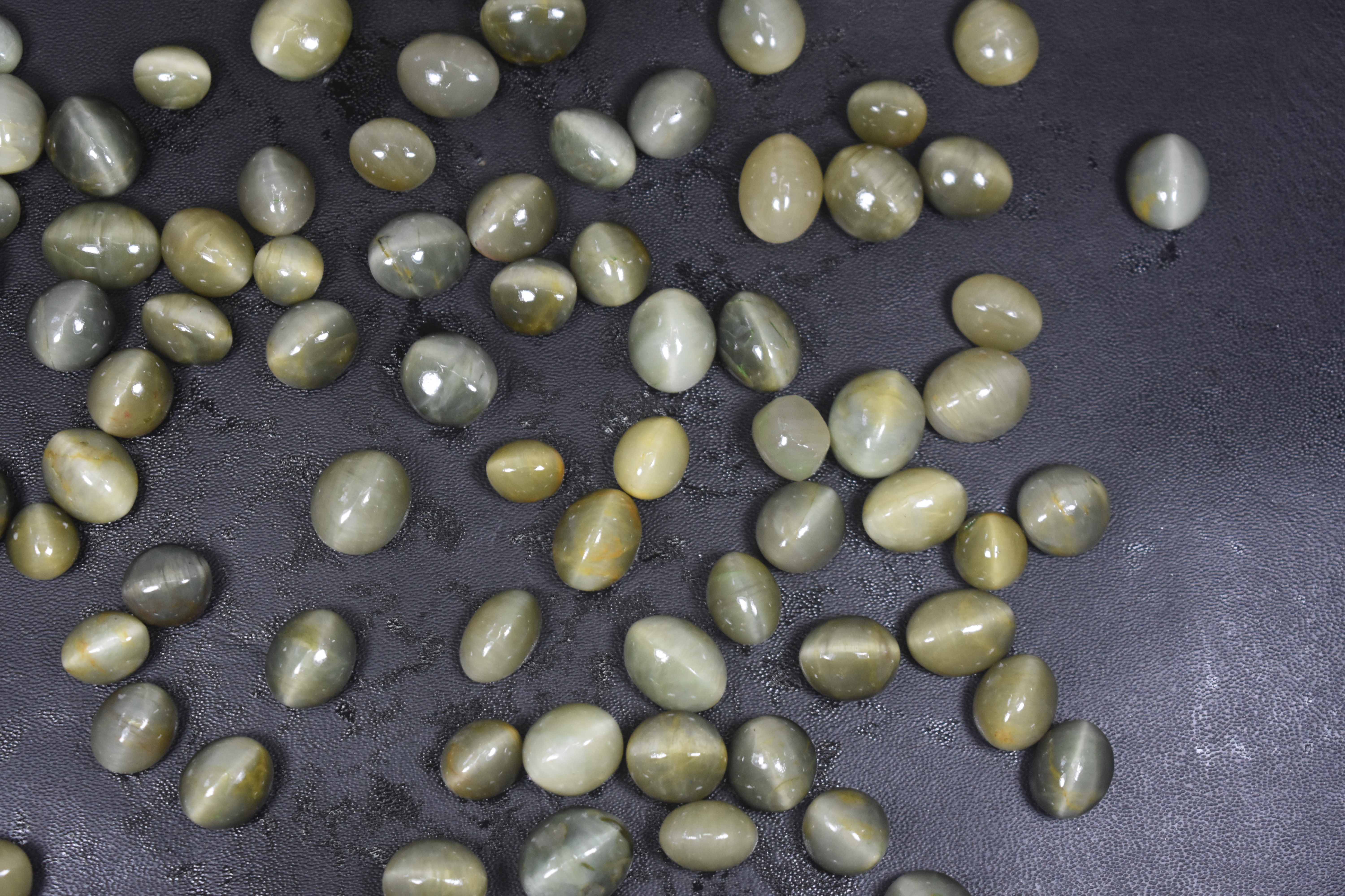 Cats Eye Polished Stones - Natural Stone, Rare Colors: Green, Black, Grey, Red, Off White | Extraordinary Shine With Healing Properties