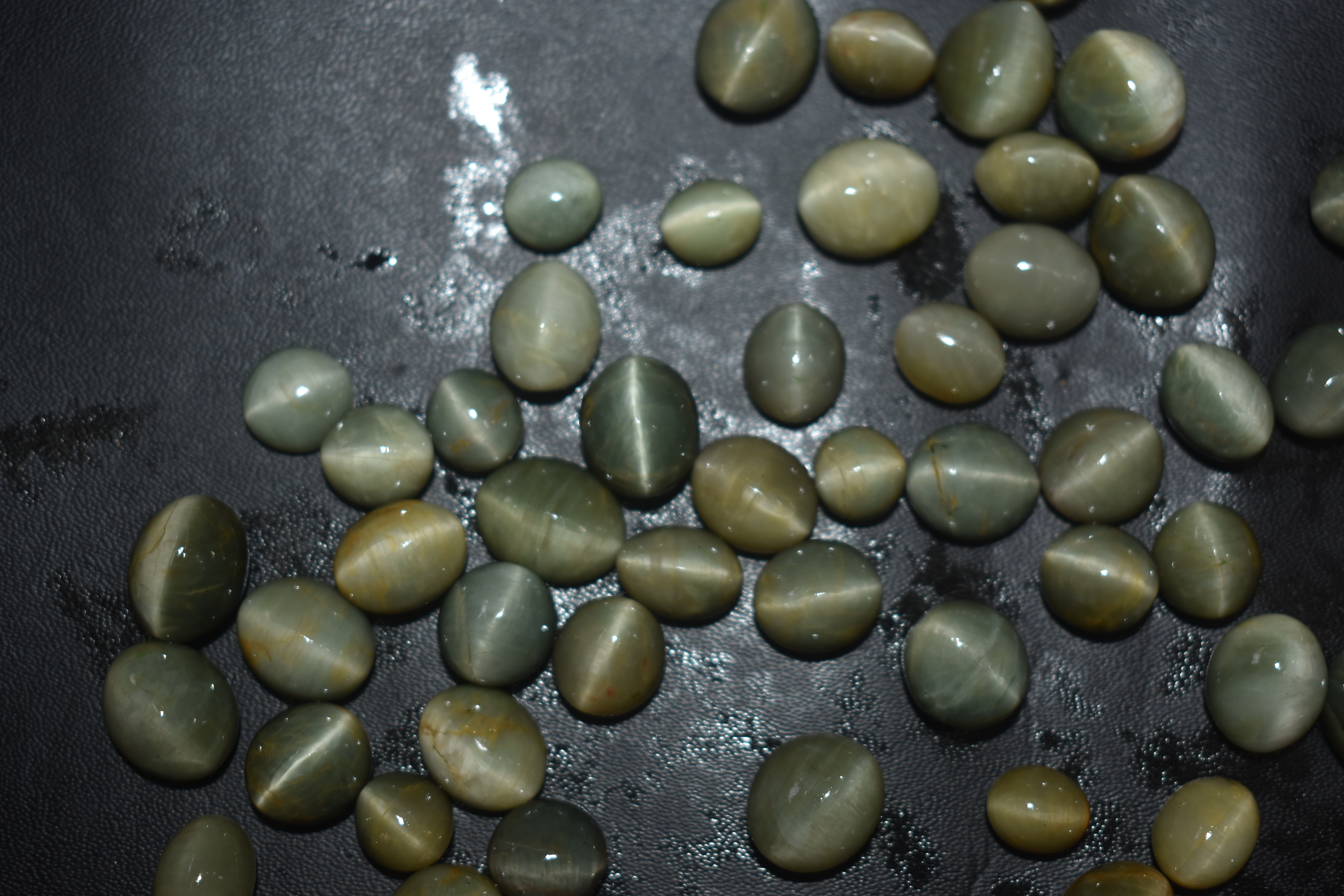 Cats Eye Polished Stones - Natural Stone, Rare Colors: Green, Black, Grey, Red, Off White | Extraordinary Shine With Healing Properties