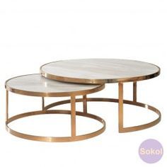 Cosmos Round Coffee Nesting With Glass Top