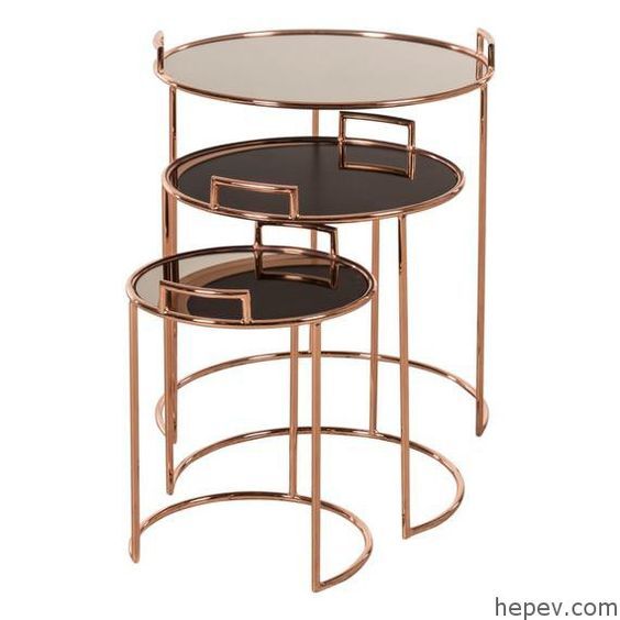 Cosmos Round Coffee Nesting With Glass Top