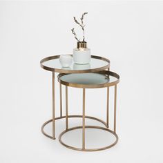 Cosmos Round Coffee Nesting With Glass Top